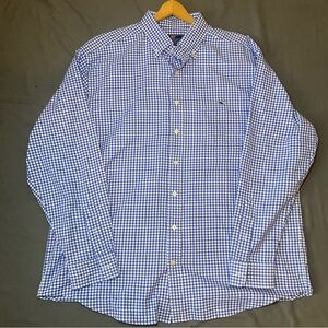 Vineyard Vines Gingham Button Down Shirt Blue White Classic Fit Tucker Shirt XL